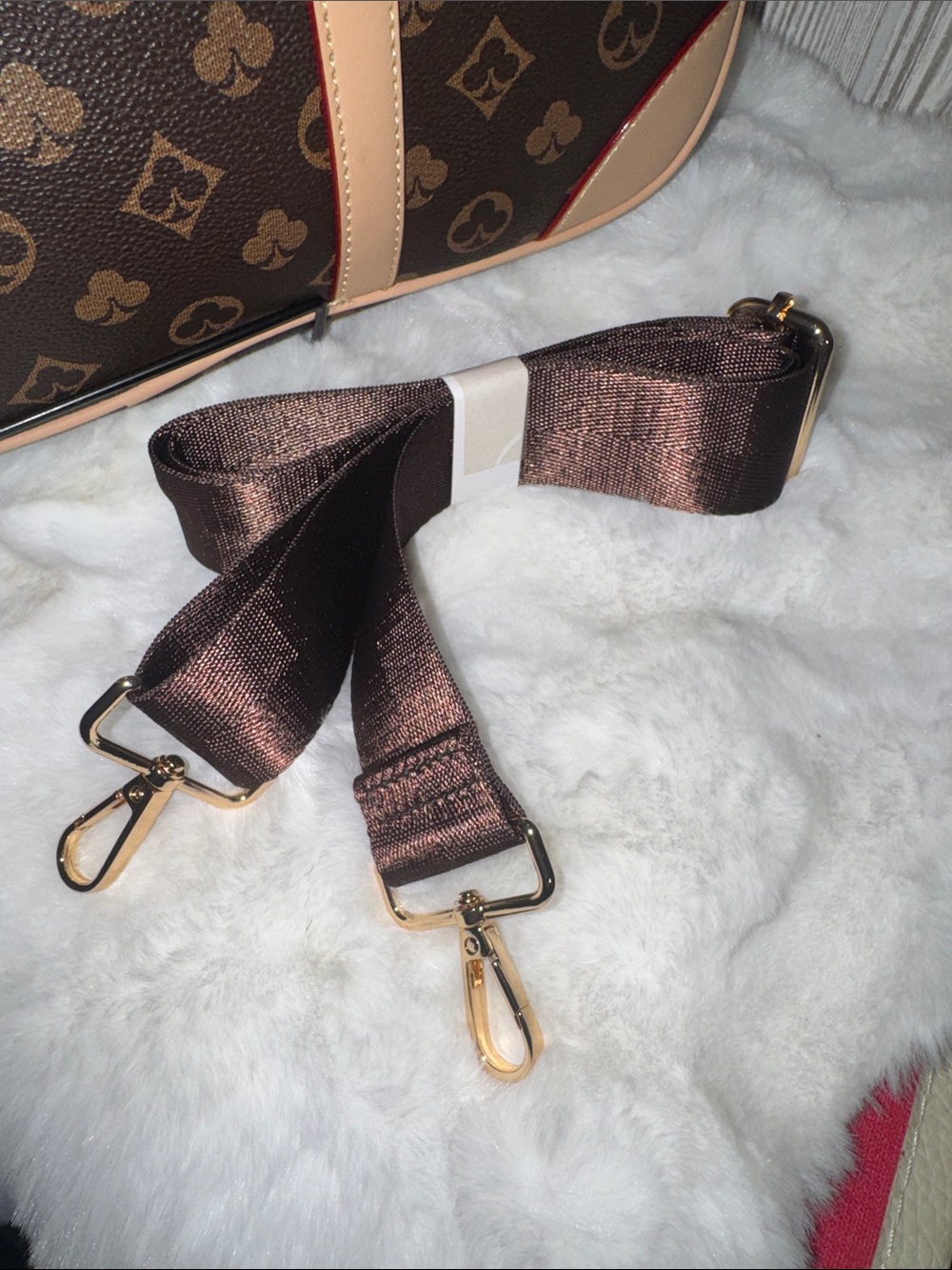 Dark Brown Monogram Laptop Briefcase with Tan Trim - Picture 2 of 7